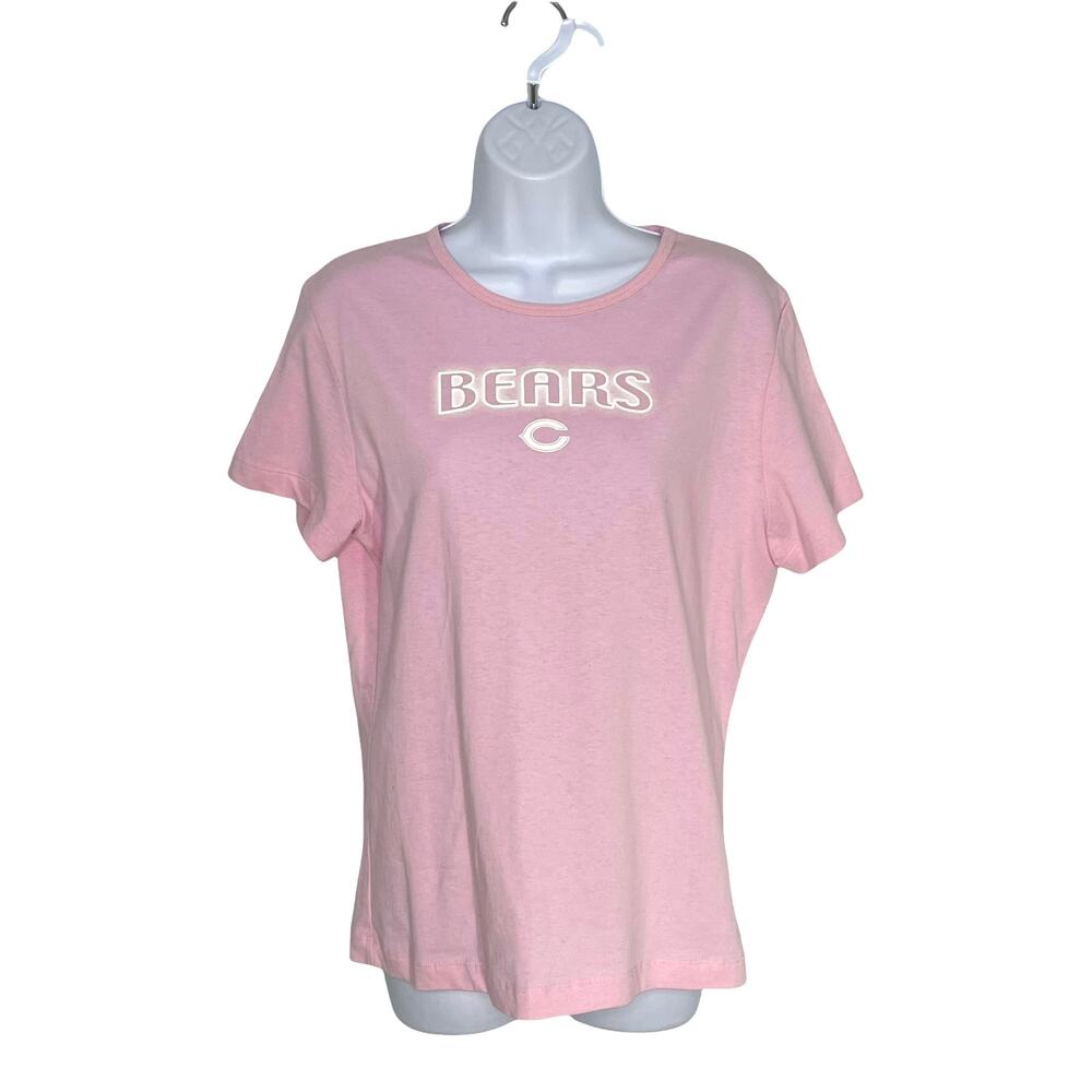 NFL Bears Graphic Tee Chicago C Emblem Pink Large NEW